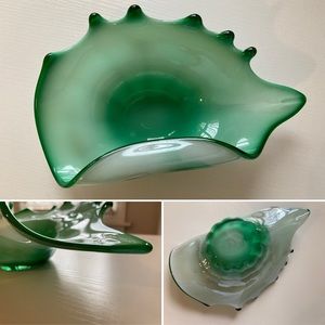Art Glass Folded Shell Handblown Dish